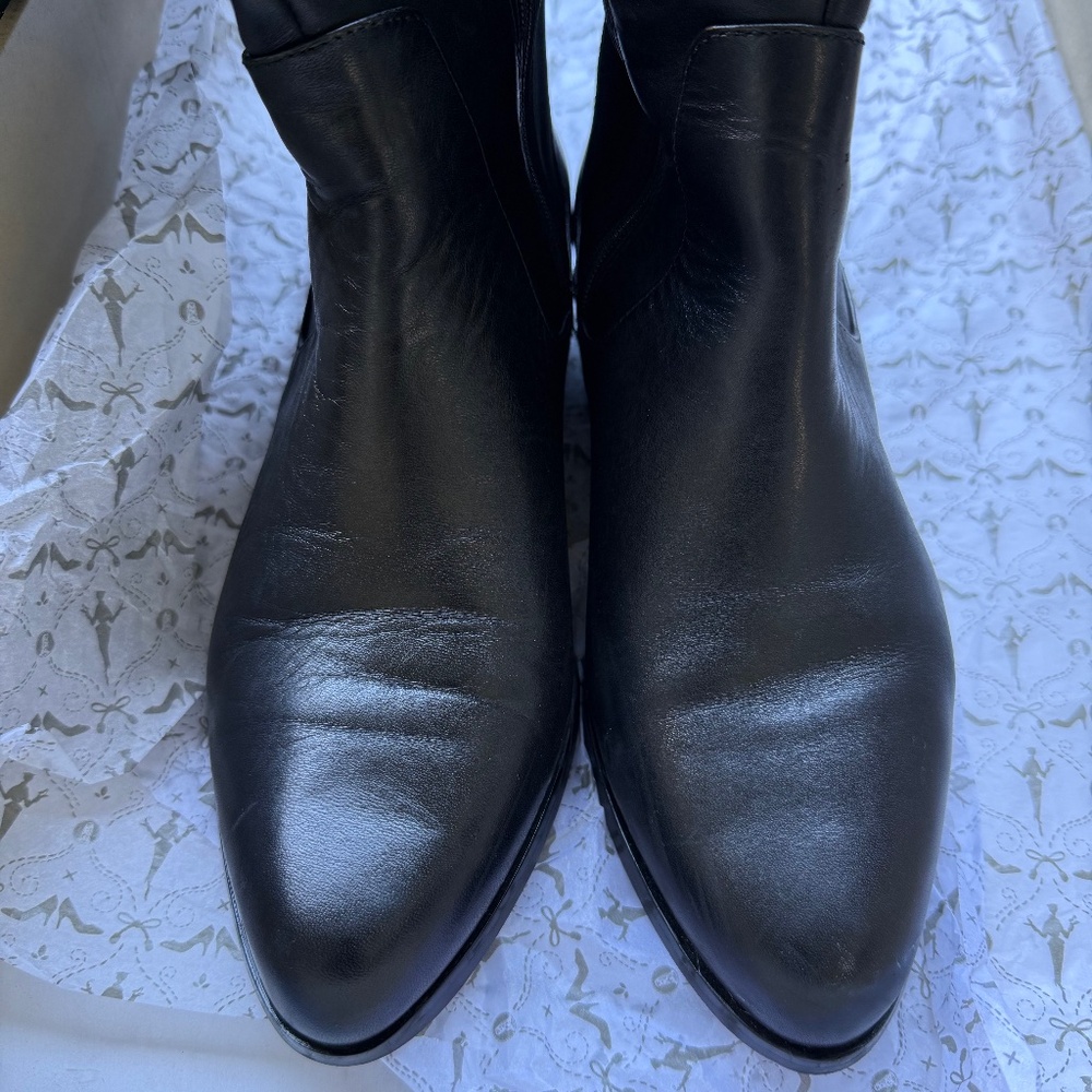 CLARKS “BIZZY GIRL” Leather & Stretch Nylon Riding Boots - US7